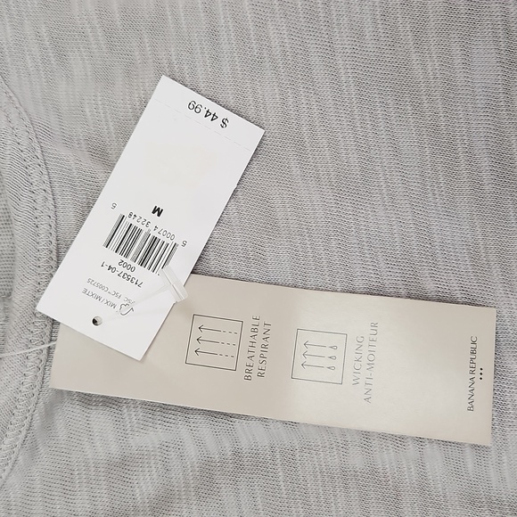 NEW Banana Republic Gray Silver Long Sleeve Active Slub Shirt Twist Back Medium - Picture 2 of 9